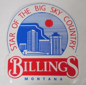Pegatina de calcomanía grande City of Billings Montana de 12"" x 13"", estrella del país del gran cielo - Imagen 1 de 8