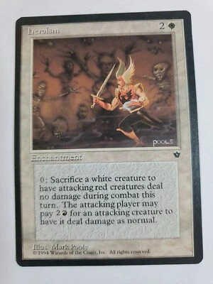 MTG Magic The Gathering Card heroism EnchantmentPOOLE White Fallen Empires 1994 - Image 1 of 2