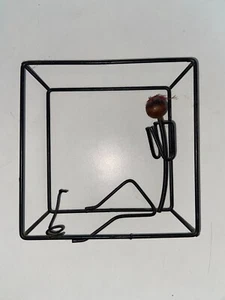 Vintage DÄNISCHE MCM 1950er Metalldraht Wandskulptur Schlangenbeschwörer von BROR BONFILS - Bild 1 von 2