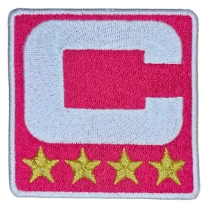 PINK CAPTAIN C PATCH 4 GOLD STARS SPORTS JERSEY EMBROIDERED IRON ON PATCH 2.5" - Picture 1 of 2