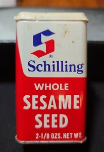 Vintage Schilling Whole Sesame Seed Metal Spice Tin 2oz Container with Contents - Picture 1 of 7
