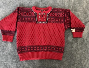 Dale of Norway Kids Girl's Sweater Pure Wool Size 6 Red Fair Isle - Picture 1 of 8