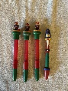 Lot 55 - (4) Novelty Christmas Nutcracker Writing Pens & Ink Stampers, Vintage - Picture 1 of 10