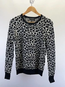 Ann Taylor Sweater Women's Size S Black/White Cheetah Jacquard Print Crew Neck - Picture 1 of 6