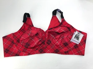 Catherines BH ohne Bügel Rückenglättung kariert rot/schwarz 54DD NEU - Bild 1 von 4