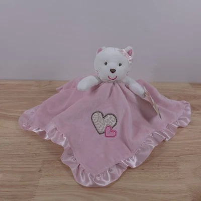 Manta de seguridad Carter's Kitty Cat Heart Lovey felpa rosa satinado con volantes nueva con etiquetas Foto 1 de 4