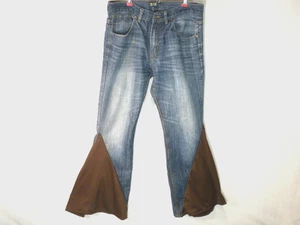 FUSAI Jeans Herren 36x32 Blau Denim Stoff Glockenboden Weites Bein Baggy Y2K Grunge - Bild 1 von 15