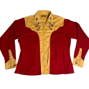 Wrangler Pearl Druckknopfleiste Damen groß bestickt Western Rodeo Cowgirl - Bild 1 von 8
