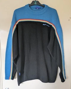 Rip Curl Men's Crew Neck Wool Blend Jumper Size XL Black And Blue - Picture 1 of 6