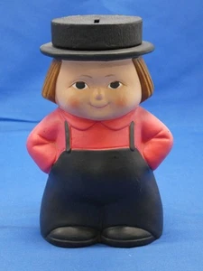 Vintage Pennsylvania Dutch Good Luck Hex Candies Banks Boy Ceramic Japan Label - Picture 1 of 12