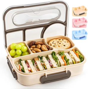 Bento Box Adult & Kids - 4-Compartment, BPA-Free, Drop-Proof, Dishwasher Safe - Picture 1 of 11