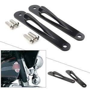 For Harley Touring Ultra Limited CNC Custom Tie-Down Brackets Teardrop Black - Picture 1 of 12