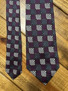 J Z Richards Men’s Burgundy/Black/Cream All Silk Hand Crafted In America Tie - Picture 1 of 3