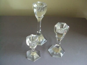 Juego de 3 candelabros de cristal cónico Atlantis Portugal - Imagen 1 de 6