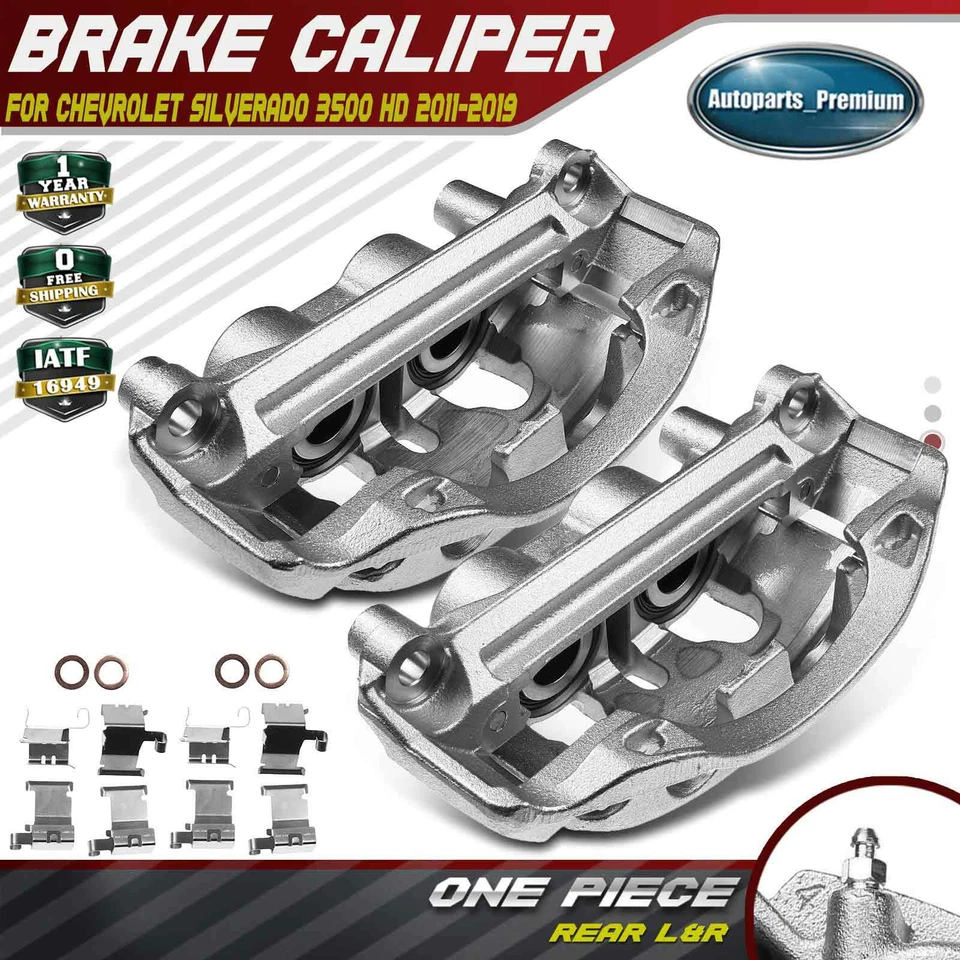 Par de pinzas de freno traseras con soporte para Chevrolet Silverado 3500 HD 2011-2019 Foto 1 de 4