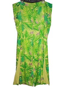 Pantalones NINA PARKER Pull-On Verde Palm Frond Slinky Resort Abertura Lateral 3X Plus NUEVO - Imagen 1 de 3