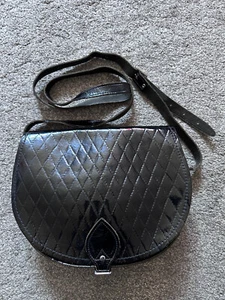 Zatchels - Black Quilted Patent Satchel - GENUINE LEATHER - look inside - Picture 1 of 8
