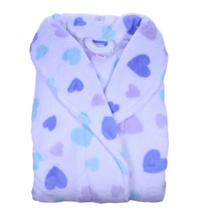 Slenderella Damen Herz Design Morgenmantel Schalkragen Kuschel Fleece Bademantel - Bild 1 von 21