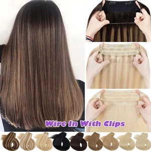 Alambre invisible en extensiones de cabello 100 % Remy cabello humano y clips diadema balayage - Imagen 1 de 45