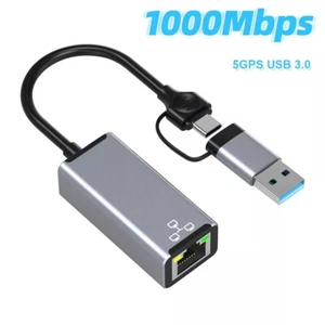 USB C Network Adapter Type-C to RJ45 Gigabit Ethernet 1000Mbps For Macbook Pro - Picture 1 of 11