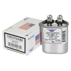 10 uf/Mfd Oval Universal Capacitor Replacement Amrad USA2035 For 370 or 440 VAC - Picture 1 of 3