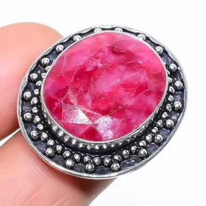 Natural Ruby Gemstone 925 Sterling Silver Ring Size 6.5 G165 - Picture 1 of 5