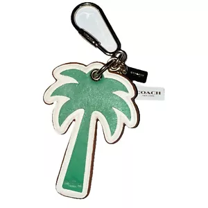 Coach Leather Green Palm Tree Bag / Purse Leather Travel Charm Keychain # F65859 - Picture 1 of 3