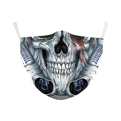 Adult Unisex Protective 3D Facemasks Adjustable Wounded Skull Washable Face Mask - Image 1 of 4