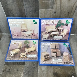 Doll House Wooden Furniture DIY Kits Lot =/ assemble Bedroom Kitchen Living Kids - Picture 1 of 8