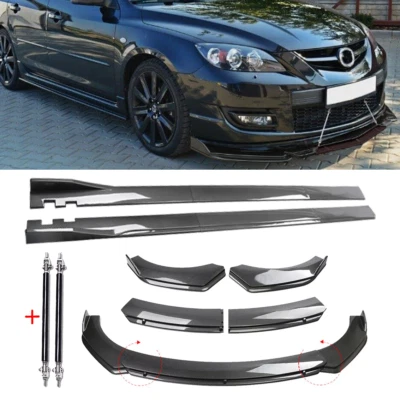 For Mazda 3 Hatchback 04-21 Front Lip Chin Bumper Spoiler Carbon Fiber Body Kits Foto 1 de 4