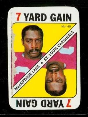 Vintage 1971 TOPPS CARD GAME Football Trading Card #45 MACARTHUR LANE Cardinals - Image 1 of 2