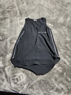 Grúa de Papel Sin Mangas Top Hi Lo Negro Semi Transparente Espalda Cremallera Detalle Gótico Talla Pequeña Foto 1 de 4