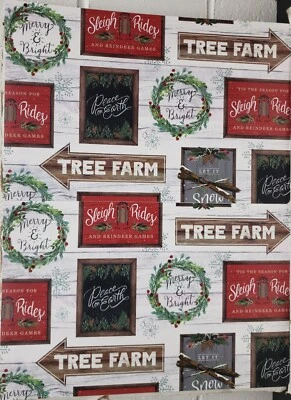 Set of 2 Same Thin Plastic Placemats(11"x 17")CHRISTMAS THEME SIGNS,TREE FARM,HL - Image 1 of 4