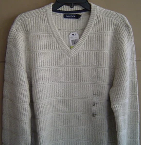 NUEVO CON ETIQUETAS $128 NAUTICA Para Hombre M SUÉTER CUELLO EN V Avena Heather S63315 - Imagen 1 de 4
