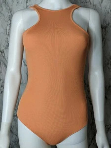 Body sin mangas acanalado naranja HM para mujer talla 10 pista de carreras espalda sumergida nuevo con etiquetas - Imagen 1 de 11