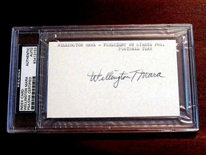 WELLINGTON MARA GIANTS FOOTBALL OWNER HOF SIGNED AUTO INDEX CARD PSA/DNA BEAUTY - Picture 1 of 3