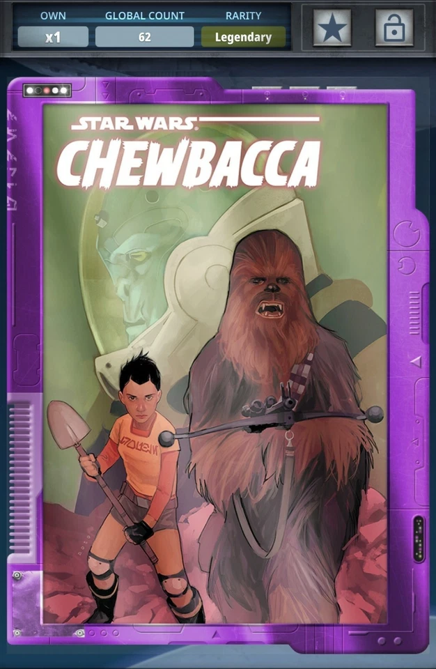 Topps Star Wars Card Trader Comic Covers 2020 W6 Chewbacca 3 NYCC Gilded Digital - Image 1 of 1