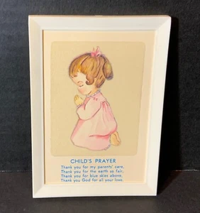 VTG 1965 Small Picture Girl Praying Child’s Prayer Poem Glow in the Dark - Picture 1 of 2
