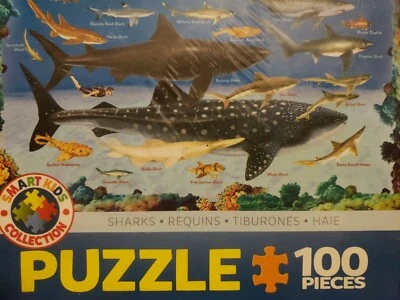 Sharks 100 Piece Jigsaw Puzzle - Image 1 of 3