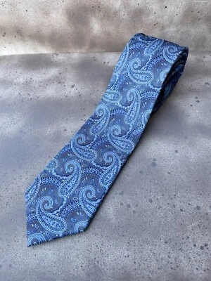 Bruno Piattelli Men's Necktie Blue Floral Print Ties-100% Silk Tie-EUC! Foto 1 de 4