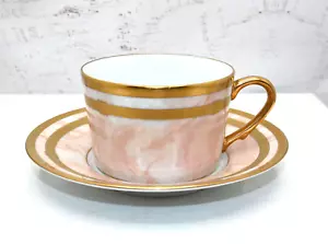 Taza y platillo Christian Dior Marbre rosa mármol oro borde fino China - Japón - Imagen 1 de 7