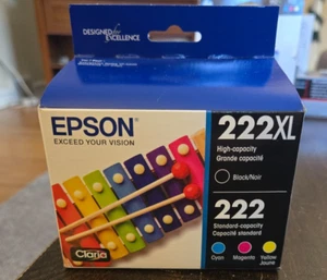NEW Epson 222XL Black & 222 Cyan Magenta Yellow Ink Cartridges Pack EXP 2/2028 - Bild 1 von 2