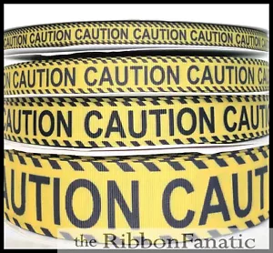 3yds  3/8" or 5/8" or 7/8" or 1.5" Caution Tape Yellow Black  Grosgrain Ribbon - Picture 1 of 1