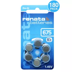Renata Size 675 1.45V Zinc Air Hearing Aid Batteries (180 Pack) - Picture 1 of 6