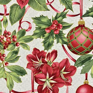 BENARTEX #13460M-13 BOTANICAL CHRISTMAS OVERALL PRINT ORANAMENTS 1 YARD30"PIECE - Picture 1 of 1