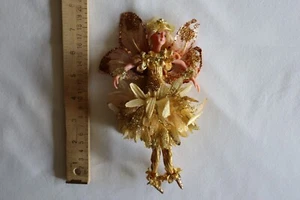 Woodland Blonde Butterfly Fairy Pixie Sprite Doll Gold Christmas Ornament 8" - Picture 1 of 11