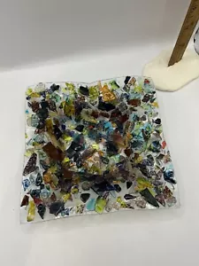 Fused Glass Plate, square Glass Serving Tray, /ashtray 6.5" x 6.5" - Picture 1 of 6