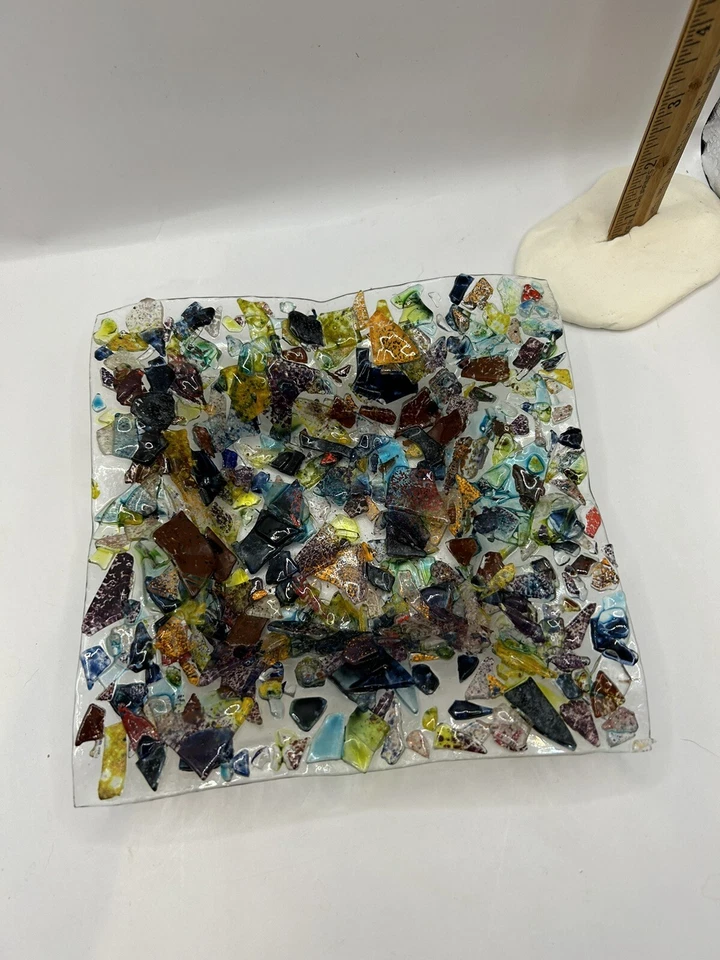 Fused Glass Plate, square  Glass Serving Tray, /ashtray 6.5" x 6.5" - Image 1 of 4