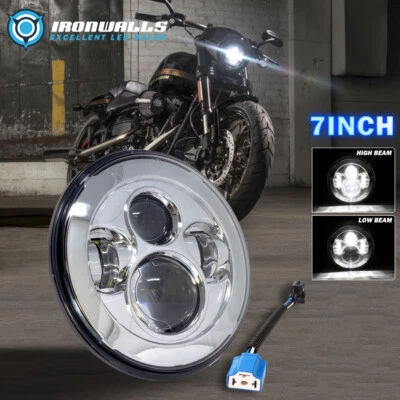 Faro LED Cromo 150W 7" Pulgadas Lámpara para Harley SUZUKI Honda Yamaha Moto Foto 1 de 4