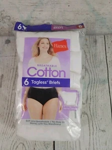NUEVO Paquete de 6 calzoncillos bragas de algodón blancos sin etiquetas Hanes talla 6 para mujer  - Imagen 1 de 5